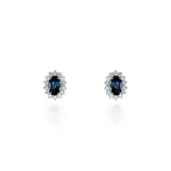 Histoire D'Or Boucles D'oreilles Or Blanc Quintilla Topazes London Blue Et Oxydes