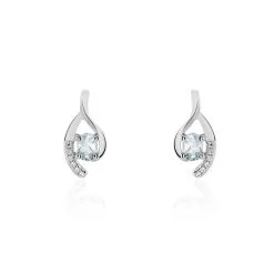 Histoire D'Or Boucles D'oreilles Sagesse Or Blanc Topaze Oxyde