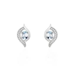 Histoire D'Or Boucles D'oreilles Lydia Or Blanc Topaze Oxyde