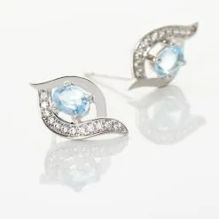 Histoire D'Or Boucles D'oreilles Lydia Or Blanc Topaze Oxyde -Boucles d'oreilles pendantes Soldes Boutique B3OFBTB552 view2