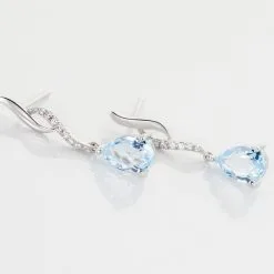 Histoire D'Or Boucles D'oreilles Pendantes Assaf Or Blanc Topaze Et Oxyde -Boucles d'oreilles pendantes Soldes Boutique B3OFBTB553 view2