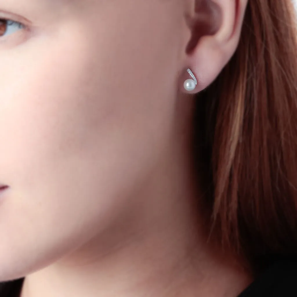 Histoire D'Or Boucles D'oreilles Puces Angel Or Blanc Perle De Culture Et Diamant 4 Histoire D'Or Boucles D'oreilles Puces Angel Or Blanc Perle De Culture Et Diamant – Image 4