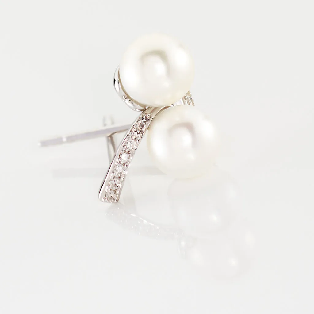 Histoire D'Or Boucles D'oreilles Puces Angel Or Blanc Perle De Culture Et Diamant 3 Histoire D'Or Boucles D'oreilles Puces Angel Or Blanc Perle De Culture Et Diamant – Image 3