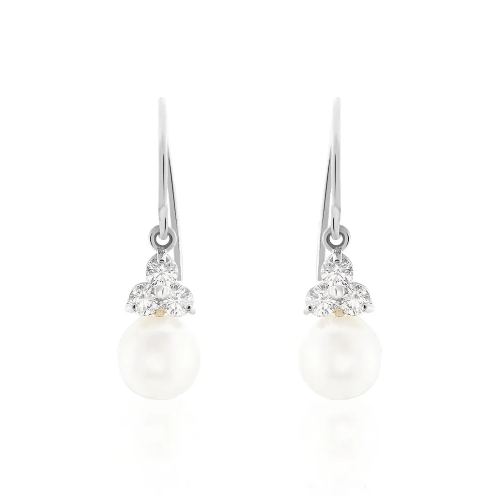Histoire D'Or Boucles D'oreilles Pendantes Taissia Or Blanc Perle Culture Et Oxyde 1 Histoire D'Or Boucles D'oreilles Pendantes Taissia Or Blanc Perle Culture Et Oxyde