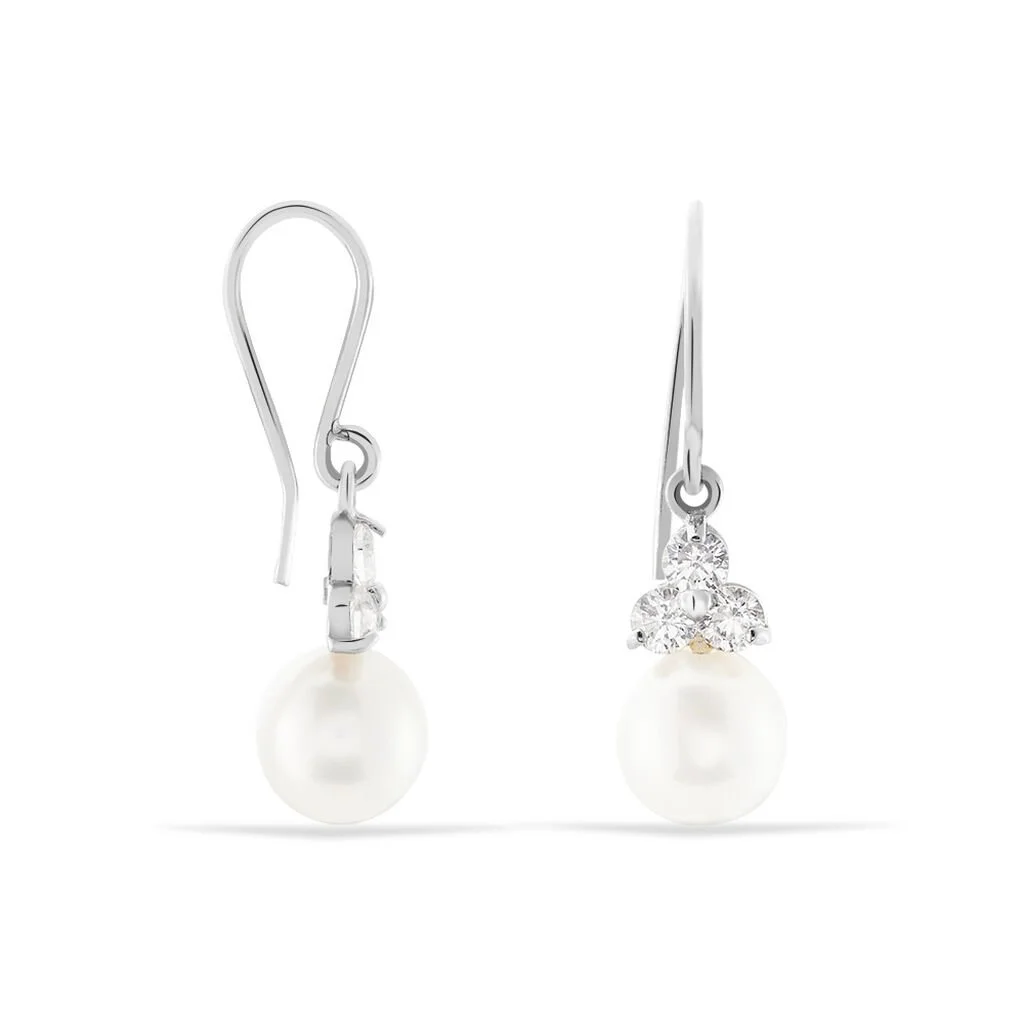 Histoire D'Or Boucles D'oreilles Pendantes Taissia Or Blanc Perle Culture Et Oxyde 2 Histoire D'Or Boucles D'oreilles Pendantes Taissia Or Blanc Perle Culture Et Oxyde – Image 2