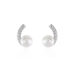 Histoire D'Or Boucles D'oreilles Angel Or Blanc Perle De Culture Oxyde Oxyde