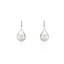 Histoire D'Or Boucles D'oreilles Patricia Or Blanc Perle De Culture Oxyde
