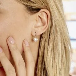 Histoire D'Or Boucles D'oreilles Patricia Or Blanc Perle De Culture Oxyde -Boucles d'oreilles pendantes Soldes Boutique B3OFBU2104 model1