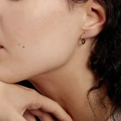 Histoire D'Or Créoles Valencina Or Blanc -Boucles d'oreilles pendantes Soldes Boutique B3OFBW0064 model0