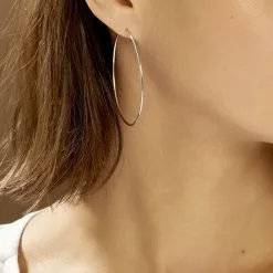 Histoire D'Or Créoles Dominae Or Blanc -Boucles d'oreilles pendantes Soldes Boutique B3OFBW0070 model0