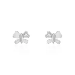 Histoire D'Or Boucles D'oreilles Puces Bartholomee Papillon Or Blanc