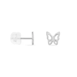 Histoire D'Or Boucles D'oreilles Puces Bartholomee Papillon Or Blanc -Boucles d'oreilles pendantes Soldes Boutique B3OFBW0136 view1