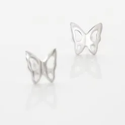 Histoire D'Or Boucles D'oreilles Puces Bartholomee Papillon Or Blanc -Boucles d'oreilles pendantes Soldes Boutique B3OFBW0136 view2