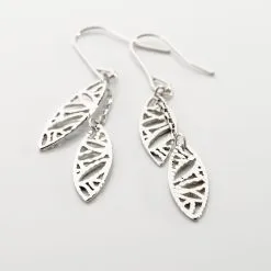 Histoire D'Or Boucles D'oreilles Pendantes Bartolomea Feuille Or Blanc -Boucles d'oreilles pendantes Soldes Boutique B3OFBW0169 view2