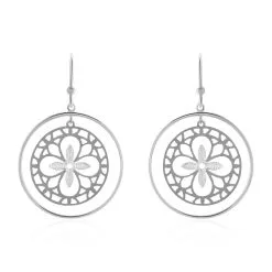 Histoire D'Or Boucles D'oreilles Puces Trefle Or Blanc