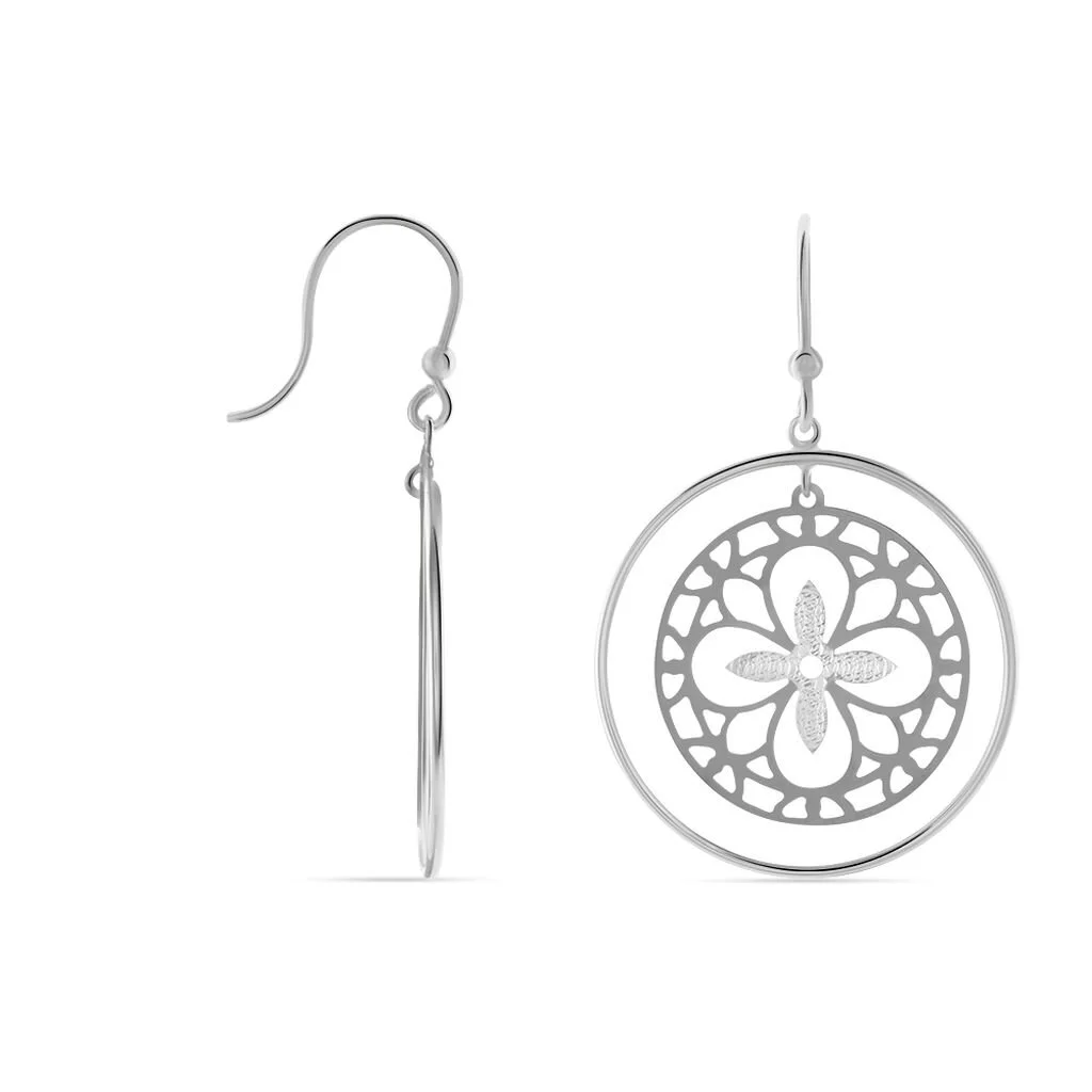 Histoire D'Or Boucles D'oreilles Puces Trefle Or Blanc 2 Histoire D'Or Boucles D'oreilles Puces Trefle Or Blanc – Image 2