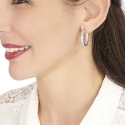 Histoire D'Or Créoles Ugenie Or Blanc -Boucles d'oreilles pendantes Soldes Boutique B3OFBW0201 model0