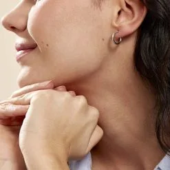 Histoire D'Or Créoles Verania Or Blanc 9 Histoire D'Or Créoles Verania Or Blanc -Boucles d'oreilles pendantes Soldes Boutique B3OFBW0205 model1