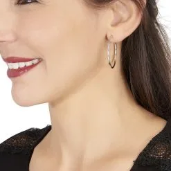 Histoire D'Or Créoles Verania Or Blanc -Boucles d'oreilles pendantes Soldes Boutique B3OFBW0207 view3