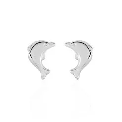 Histoire D'Or Boucles D'oreilles Puces Fulvie Dauphin 5 Or Blanc