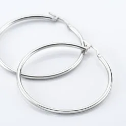 Histoire D'Or Créoles Or Blanc Rond 5 Histoire D'Or Créoles Or Blanc Rond -Boucles d'oreilles pendantes Soldes Boutique B3OFBW0274 view2