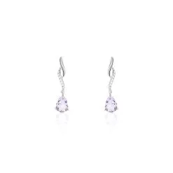 Histoire D'Or Boucles D'oreilles Pendantes Assaf Or Blanc Amethyste Et Oxyde