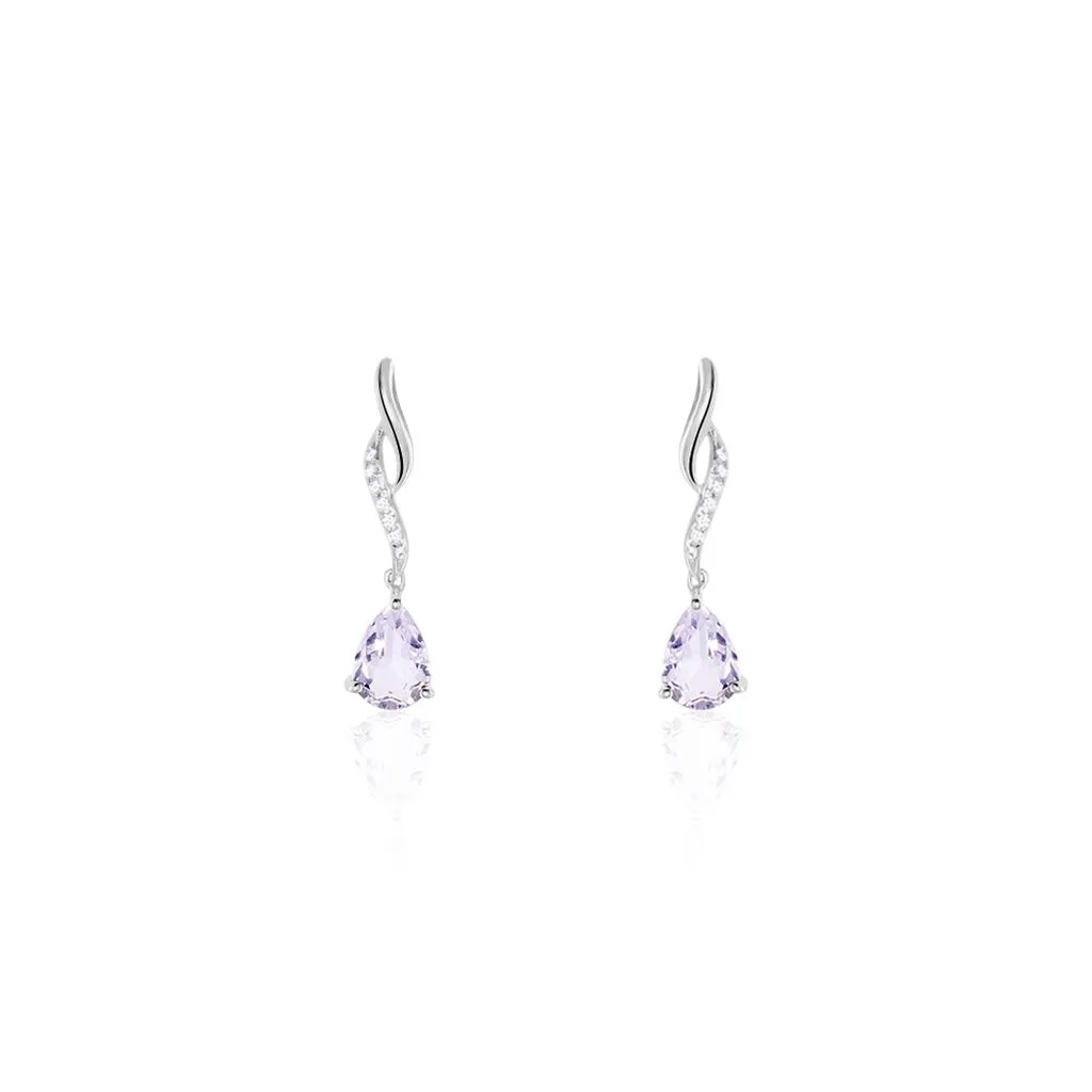 Histoire D'Or Boucles D'oreilles Pendantes Assaf Or Blanc Amethyste Et Oxyde 1 Histoire D'Or Boucles D'oreilles Pendantes Assaf Or Blanc Amethyste Et Oxyde