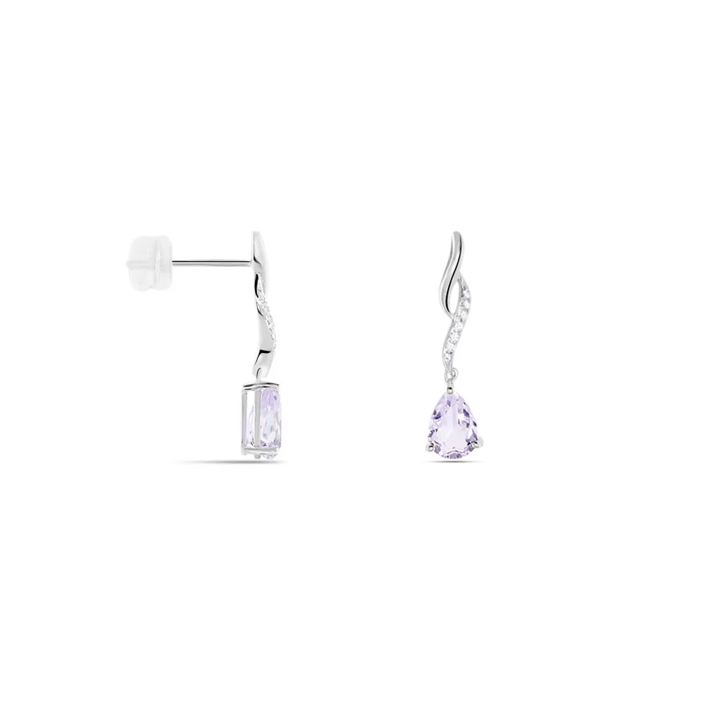 Histoire D'Or Boucles D'oreilles Pendantes Assaf Or Blanc Amethyste Et Oxyde 2 Histoire D'Or Boucles D'oreilles Pendantes Assaf Or Blanc Amethyste Et Oxyde – Image 2