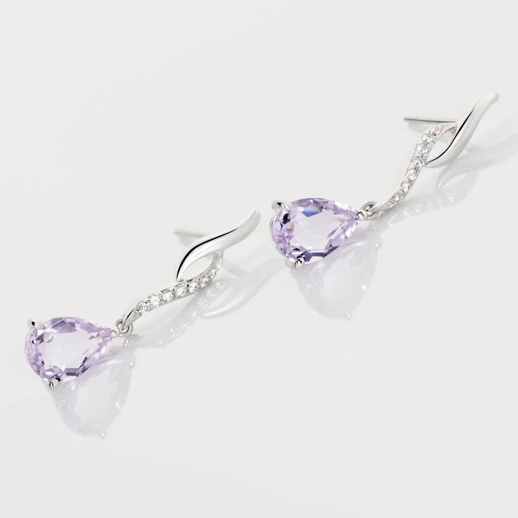 Histoire D'Or Boucles D'oreilles Pendantes Assaf Or Blanc Amethyste Et Oxyde 3 Histoire D'Or Boucles D'oreilles Pendantes Assaf Or Blanc Amethyste Et Oxyde – Image 3