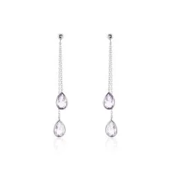 Histoire D'Or Boucles D'oreilles Pendantes Djime Or Blanc Amethyste