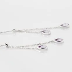 Histoire D'Or Boucles D'oreilles Pendantes Djime Or Blanc Amethyste -Boucles d'oreilles pendantes Soldes Boutique B3OFBYI165 view2