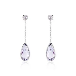 Histoire D'Or Boucles D'oreilles Pendantes Dennis Or Blanc Amethyste