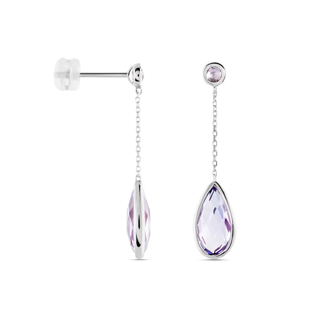 Histoire D'Or Boucles D'oreilles Pendantes Dennis Or Blanc Amethyste 2 Histoire D'Or Boucles D'oreilles Pendantes Dennis Or Blanc Amethyste – Image 2