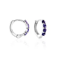 Histoire D'Or Créoles Leatrice Or Blanc Amethyste Violet