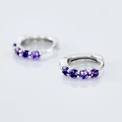 Histoire D'Or Créoles Leatrice Or Blanc Amethyste Violet -Boucles d'oreilles pendantes Soldes Boutique B3OFBYI168 view2