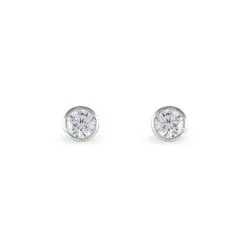 Histoire D'Or Boucles D'oreilles Puces Elda Serti Clos Or Blanc Oxyde De Zirconium