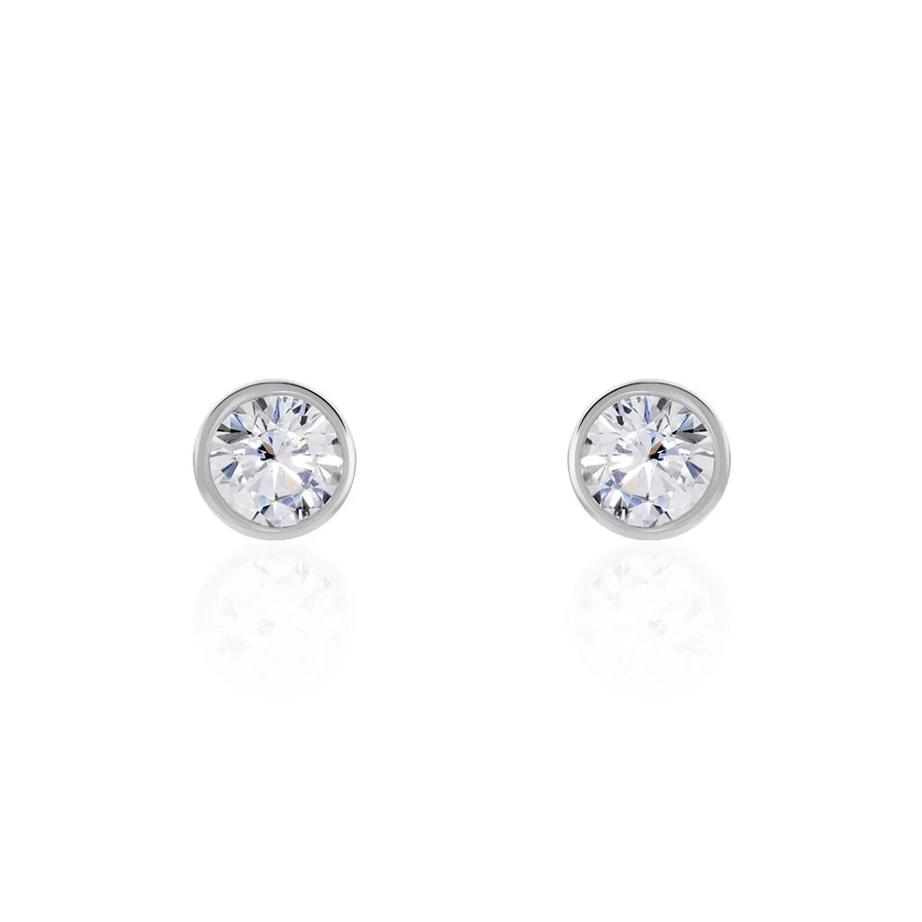 Histoire D'Or Boucles D'oreilles Puces Daria Serti Clos Or Blanc Oxyde De Zirconium 1 Histoire D'Or Boucles D'oreilles Puces Daria Serti Clos Or Blanc Oxyde De Zirconium