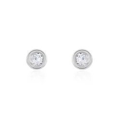 Histoire D'Or Boucles D'oreilles Puces Eden Serti Pneu Or Blanc Oxyde De Zirconium