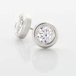 Histoire D'Or Boucles D'oreilles Puces Eden Serti Pneu Or Blanc Oxyde De Zirconium -Boucles d'oreilles pendantes Soldes Boutique B3OFBZW039 view2