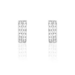 Histoire D'Or Créoles Jacobee Rondes Or Blanc Oxyde De Zirconium -Boucles d'oreilles pendantes Soldes Boutique B3OFBZW129 view1