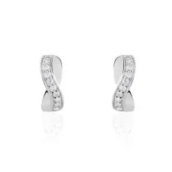 Histoire D'Or Boucles D'oreilles Puces Izefia Or Blanc Oxyde De Zirconium