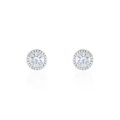 Histoire D'Or Boucles D'oreilles Puces Stelila Or Blanc Oxyde De Zirconium