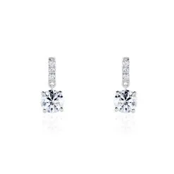 Histoire D'Or Boucles D'oreilles Pendantes Paciane Or Blanc Oxyde De Zirconium