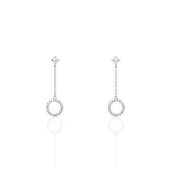Histoire D'Or Boucles D'oreilles Pendantes Lim Or Blanc Oxyde De Zirconium