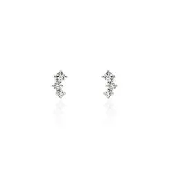 Histoire D'Or Boucles D'oreilles Puces Kyoto Or Blanc Oxyde De Zirconium