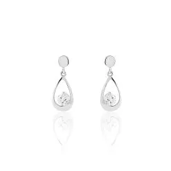 Histoire D'Or Boucles D'oreilles Pendantes Phaenna Or Blanc Oxyde De Zirconium