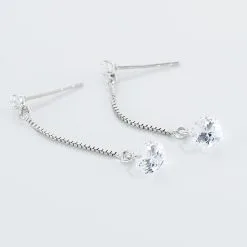 Histoire D'Or Boucles D'oreilles Pendantes Regane Or Blanc Oxyde De Zirconium -Boucles d'oreilles pendantes Soldes Boutique B3OFBZW372 view2