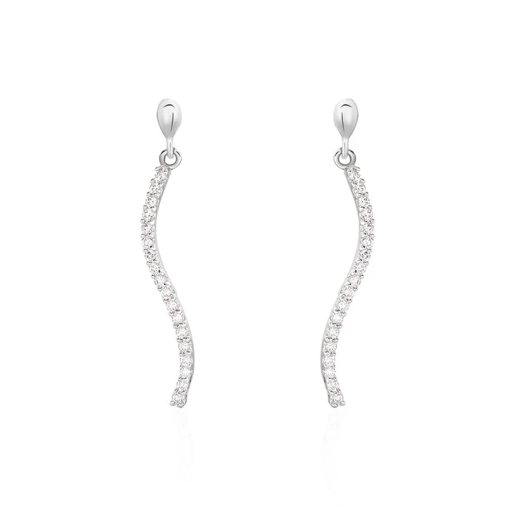 Histoire D'Or Boucles D'oreilles Pendantes Torsade Or Blanc Oxyde De Zirconium 1 Histoire D'Or Boucles D'oreilles Pendantes Torsade Or Blanc Oxyde De Zirconium