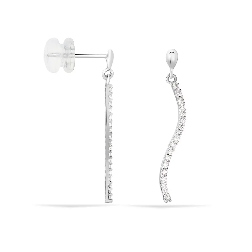 Histoire D'Or Boucles D'oreilles Pendantes Torsade Or Blanc Oxyde De Zirconium 2 Histoire D'Or Boucles D'oreilles Pendantes Torsade Or Blanc Oxyde De Zirconium – Image 2