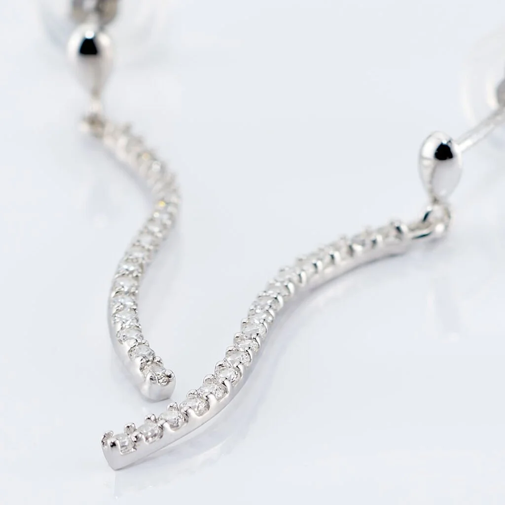 Histoire D'Or Boucles D'oreilles Pendantes Torsade Or Blanc Oxyde De Zirconium 3 Histoire D'Or Boucles D'oreilles Pendantes Torsade Or Blanc Oxyde De Zirconium – Image 3